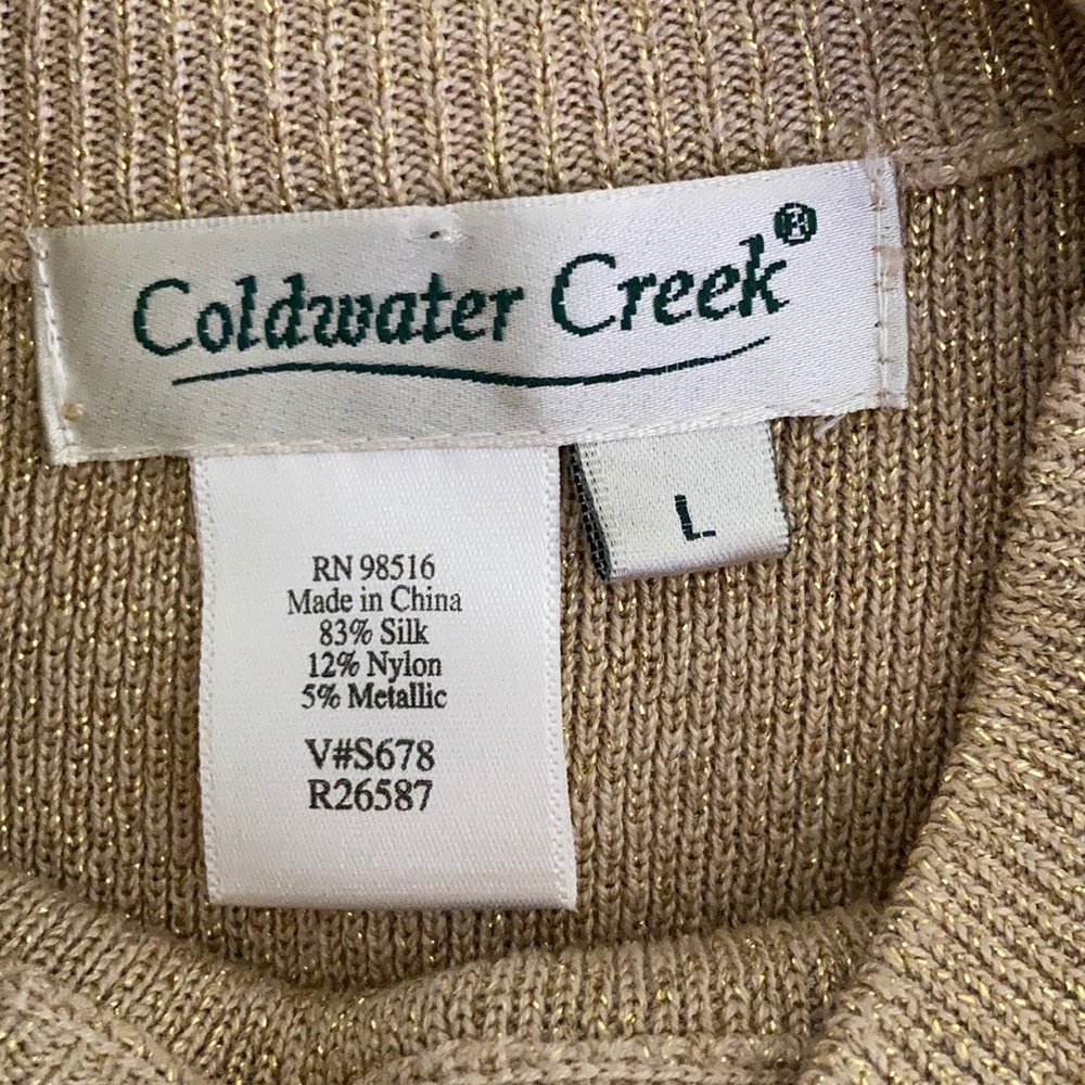 Coldwater Creek Gold Silk Sleeveless Mock - Picture 3 of 4